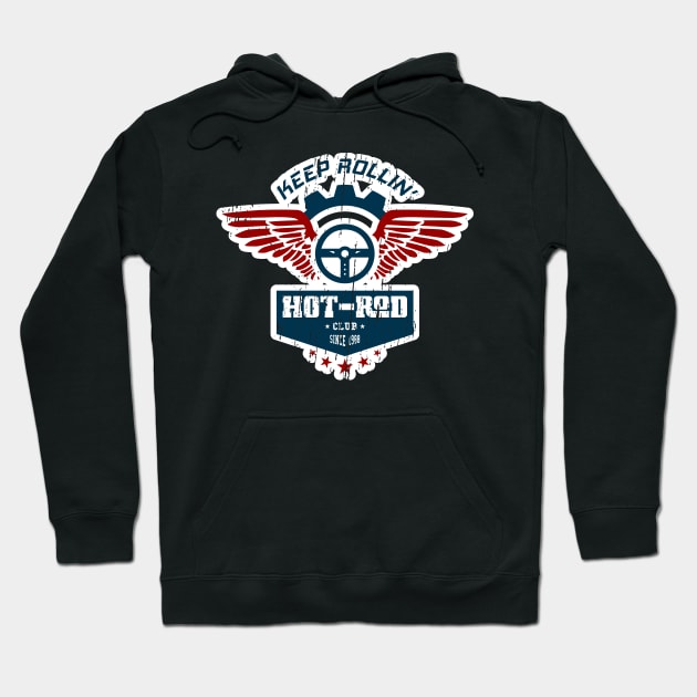 Hotrod Club badge with wings Hoodie by CC I Design